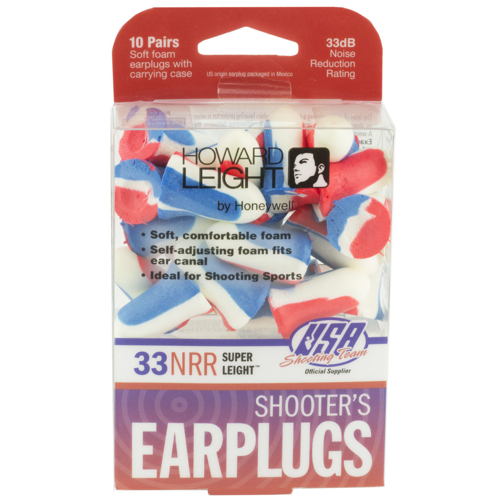 Howard Leight, Foam Ear Plugs- Red/White/Blue (10 Pair)